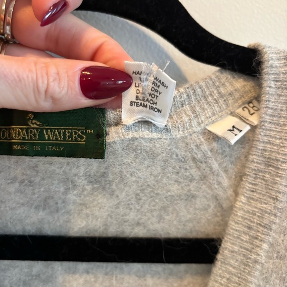 Boundary Water Vintage Made in Italy Angora Lambswool Blend Grey Cardigan M 28 - Picture 8 of 12